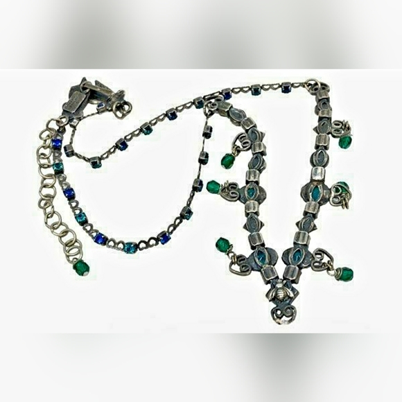 Mermaid Mary DeMarco Cat's Eye, Crystal & Rhinestone Chevron Ocean Necklace - Picture 12 of 15